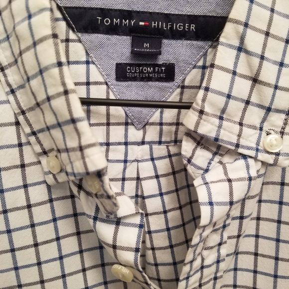 Tommy Hilfiger, Blue and White Check Button Down, Size Medium - Picture 2 of 4